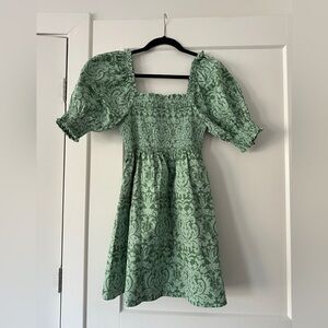 Hill House Athena Nap Dress in Green Jacquard